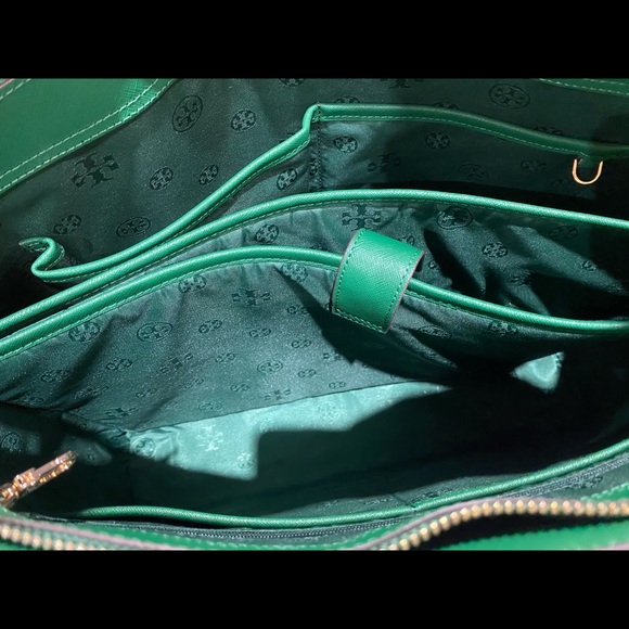 SALE Tory Burch Large Laptop Tote Green - Picture 4 of 8